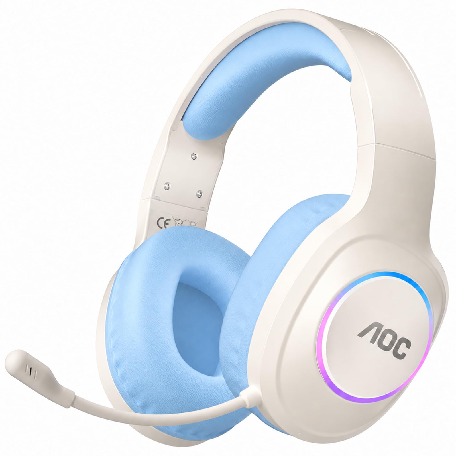 AOC Gaming Headphones with Noise Canceling Mic - White-Blue