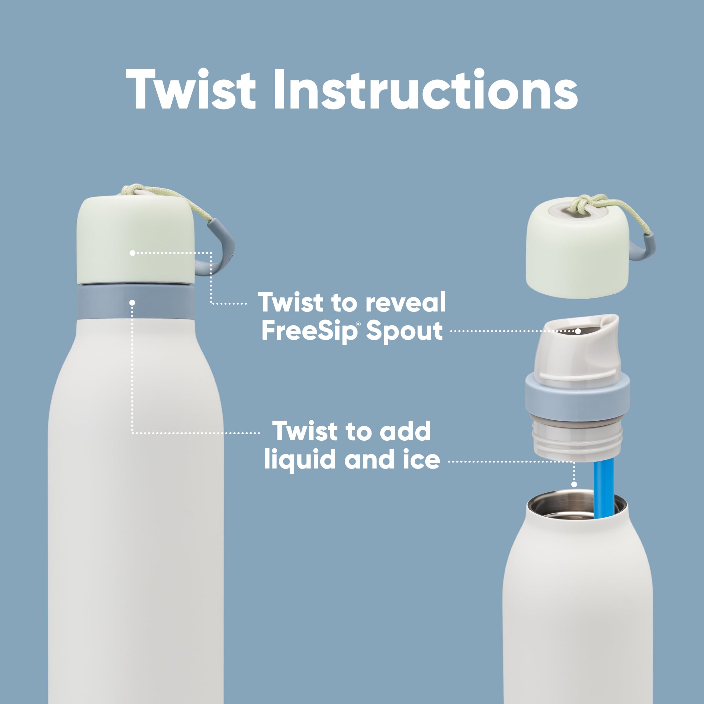 Owalas FreeSips Twists – 2 Fondi In Silicone Antiscivolo Per Borracce 680g – Protezione Antiurto