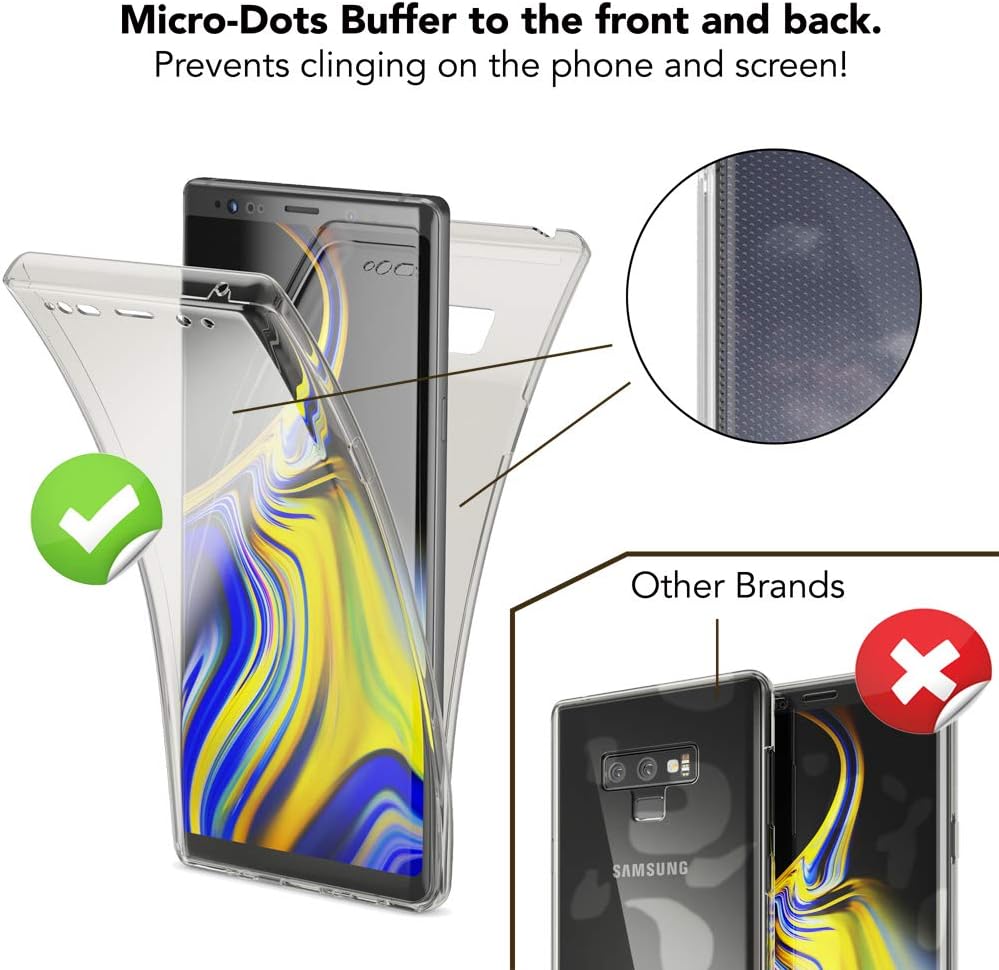 NALIA 360° Full-Body Case Compatible with Samsung Galaxy Note 9, Ultra-Thin Silicone Front & Back Cover Shockproof Bumper, Slim Smart-Phone Protection Transparent Protective Skin, Color:Black