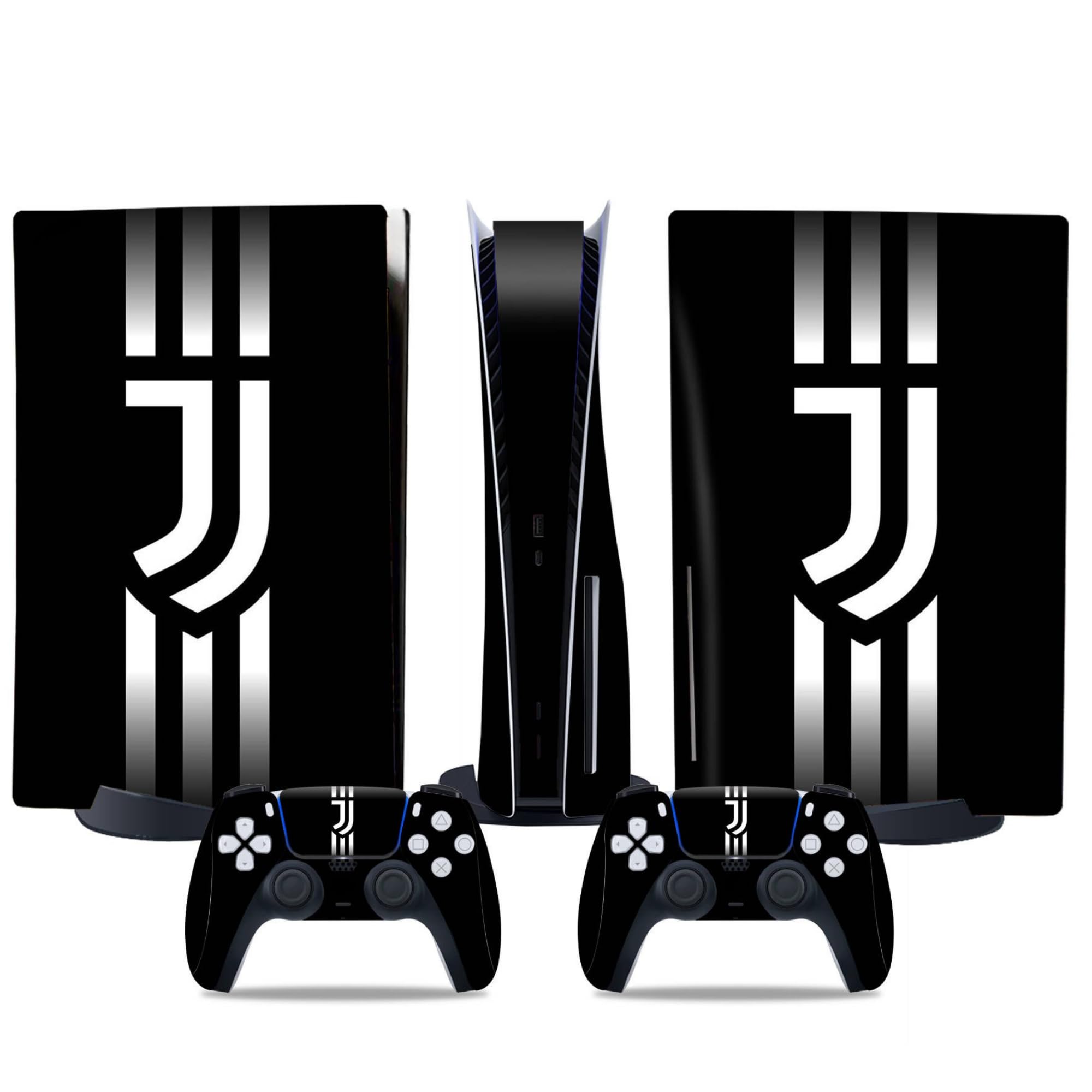 MaD Vision® Extra-Durable Skin Kit per PlayStation 5 (PS5) Disc | Set di Pellicole Adesive in Vinile Opaco per la Console e 2 Controller - per Juventus Design