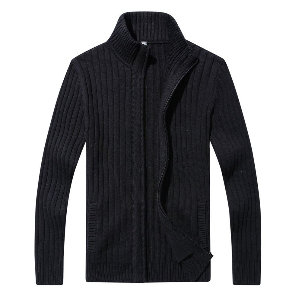 AOLI RAY Herren Strickjacke mit Reissverschluss Cardigan Stehkragen Pullover Feinstrike Sweaters mit 2 Taschen