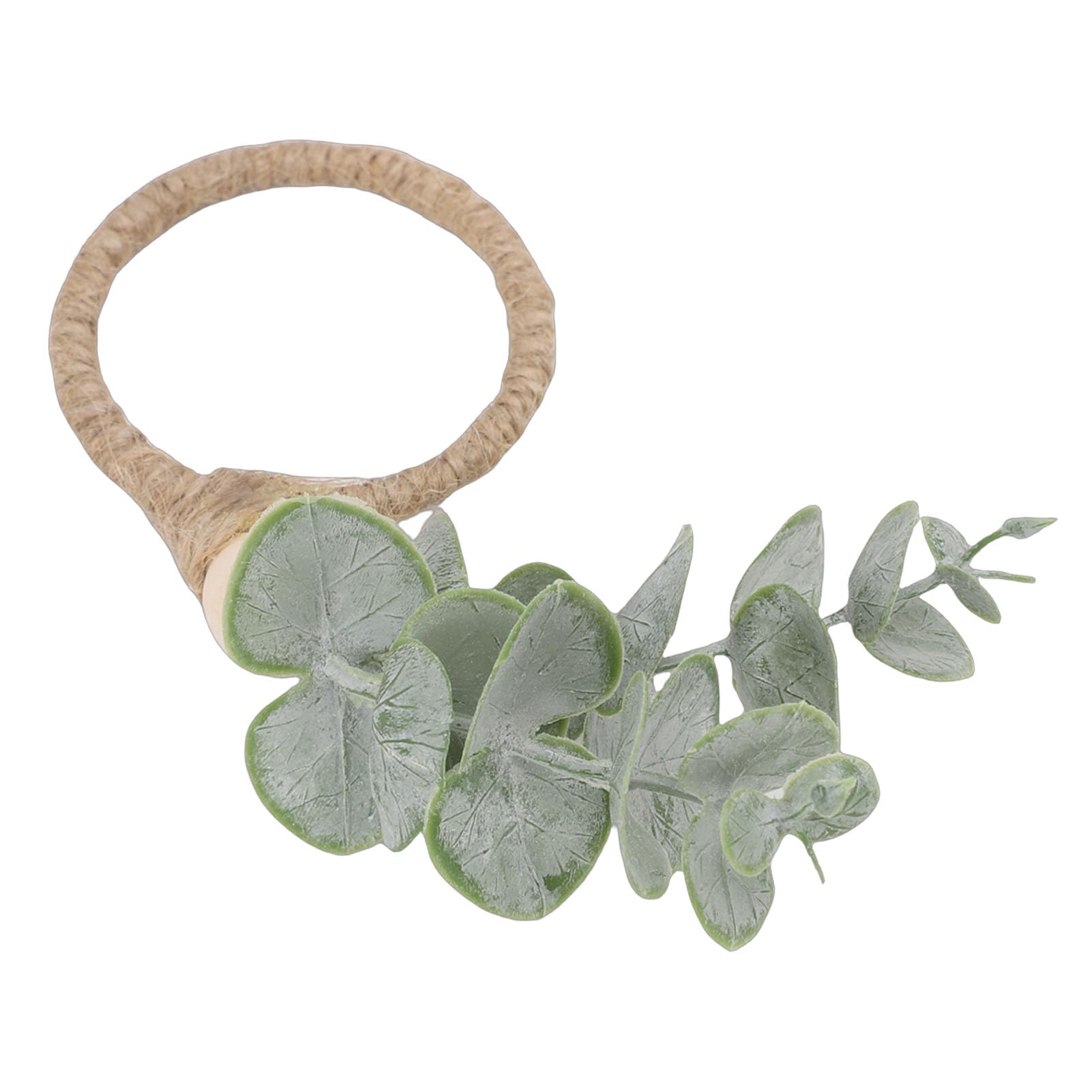 Cocoarm Portatovaglioli a Foglia Verde, 12 Portatovaglioli con Perline di Legno con Verde Artificiale e Base in Lino, Design a Tre Strati da 4,5 X 1,8 Pollici per Matrimoni, Feste, Tavoli in