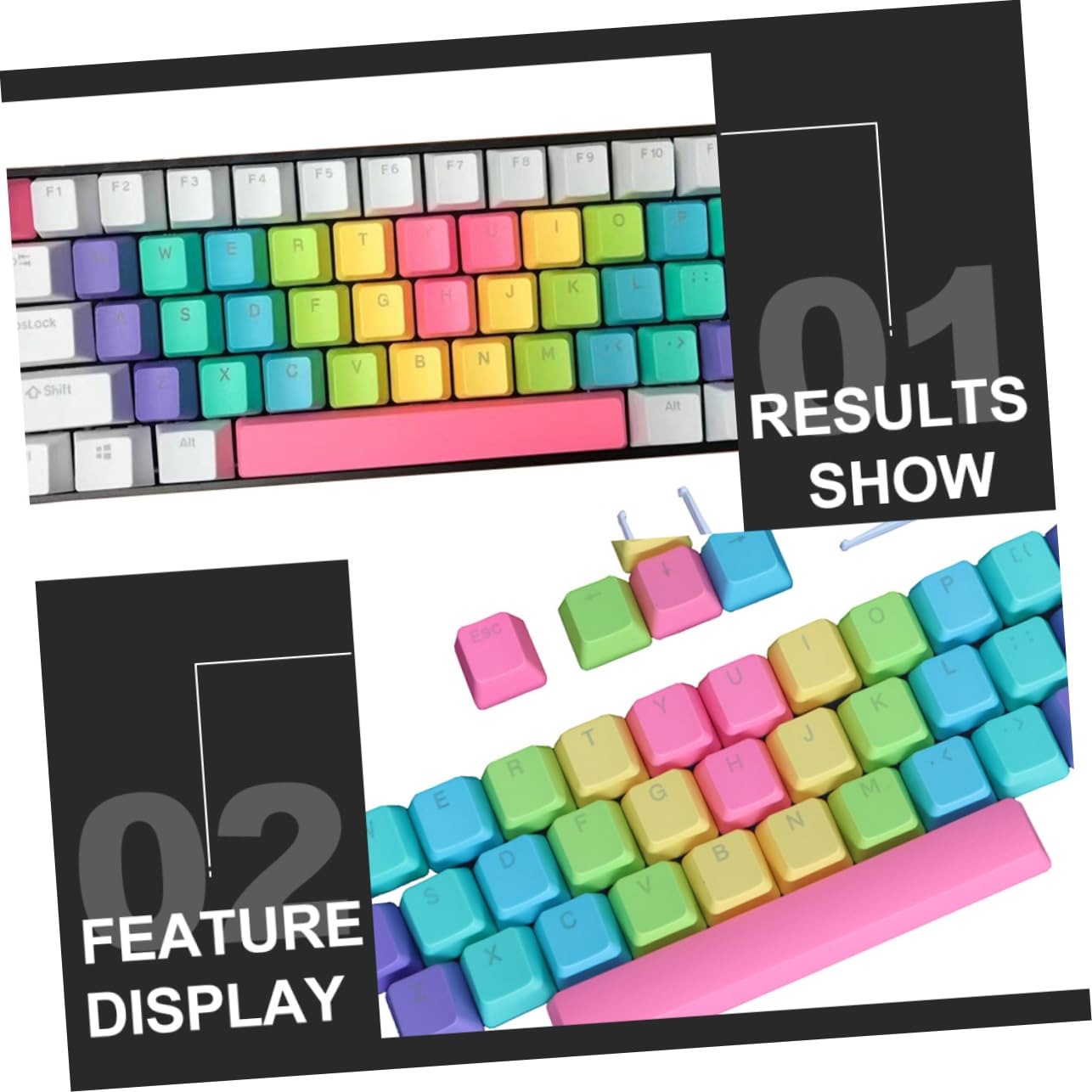Touches Pbt Keycaps Clavier Arc-Ciel Colorées Durables Pour Gaming Et