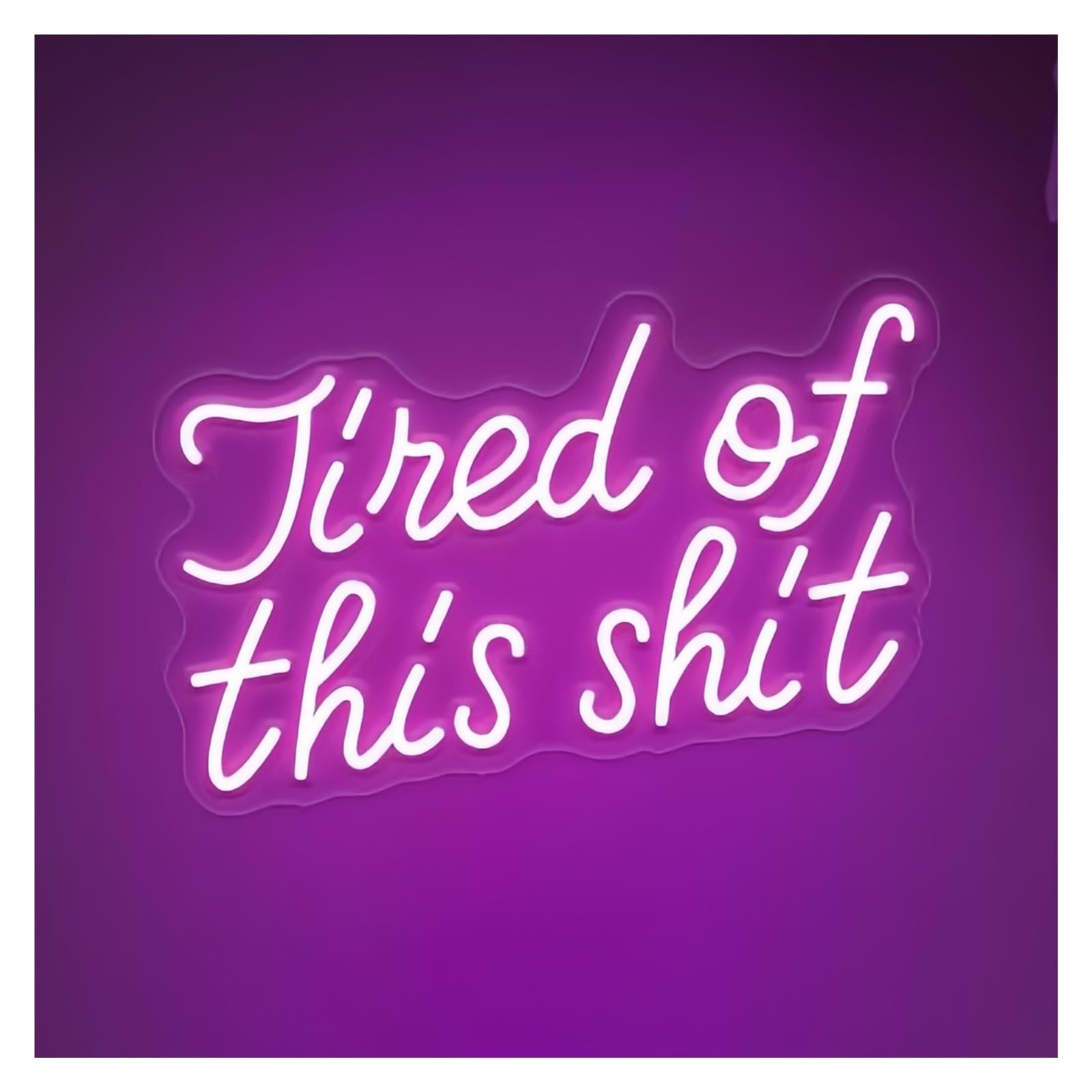 Rongch Purple Hanging Art Signs Tired Of Your Shit Gothic Neon Sign Spooky Horror Humor Storefront Window Display Business Entrance 53Cm(Purple)