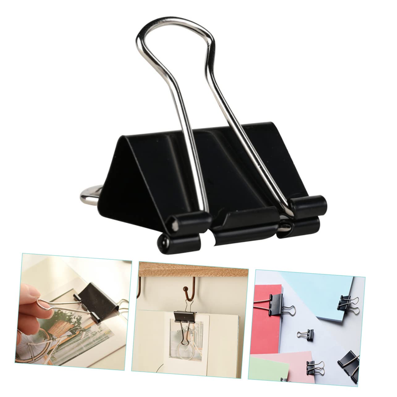 36 Pezzi Binder Clamps Grandi in Ferro Neri per Carte e Note | Rimozione Facile, Design Multifunzione, Festa Scuola Decor, Scuola Cancelleria per Insegnanti e Ufficio