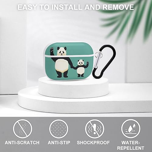 Miniatura 3 de Funda para Airpods Pro con estampado de pandas con llavero de protección completa, duradera, a prueba de golpes, funda rígida de PC para Apple