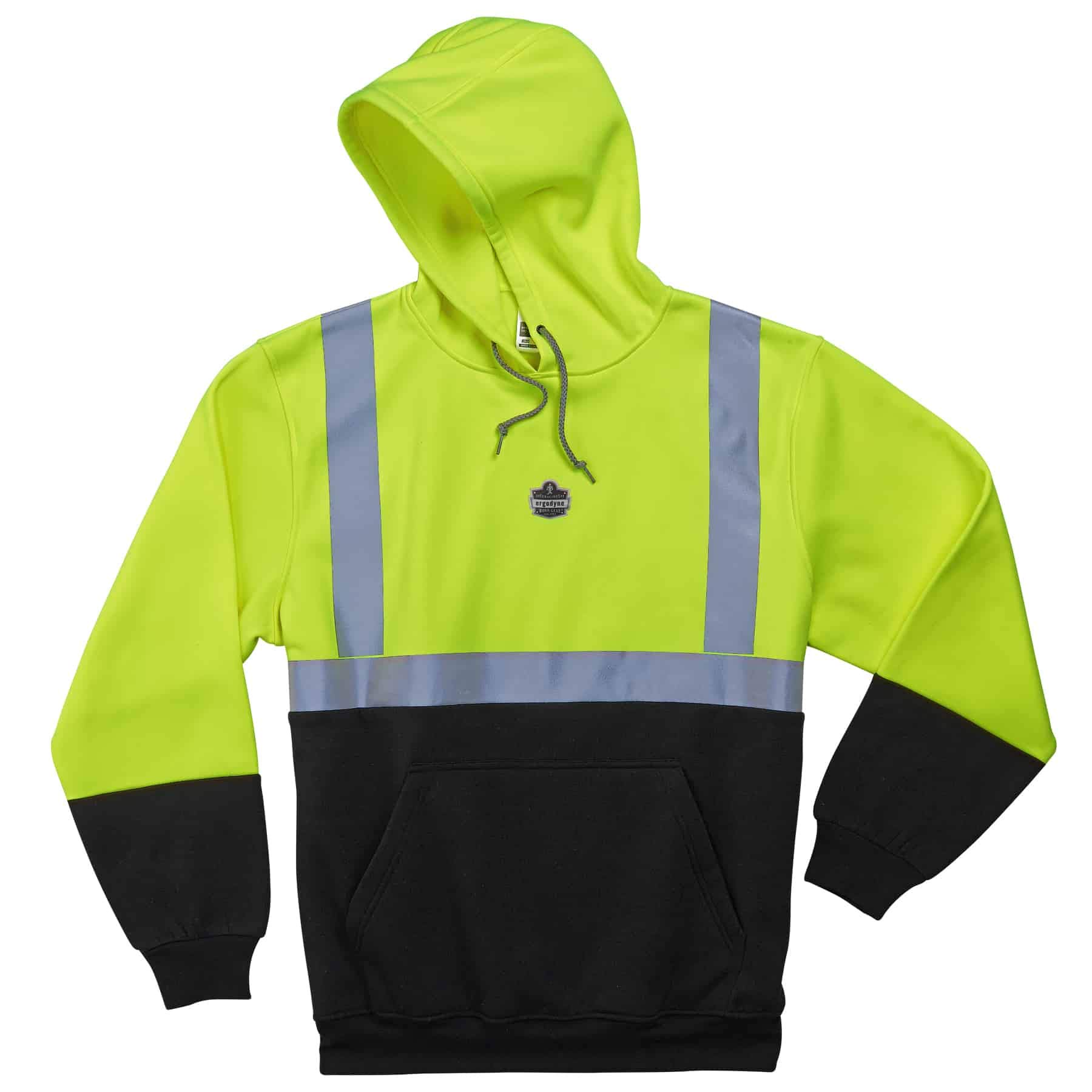 Ergodyne GloWear 8293 ANSI Black Bottom High Visibility Lime Hooded Reflective Sweatshirt, 4X-Large