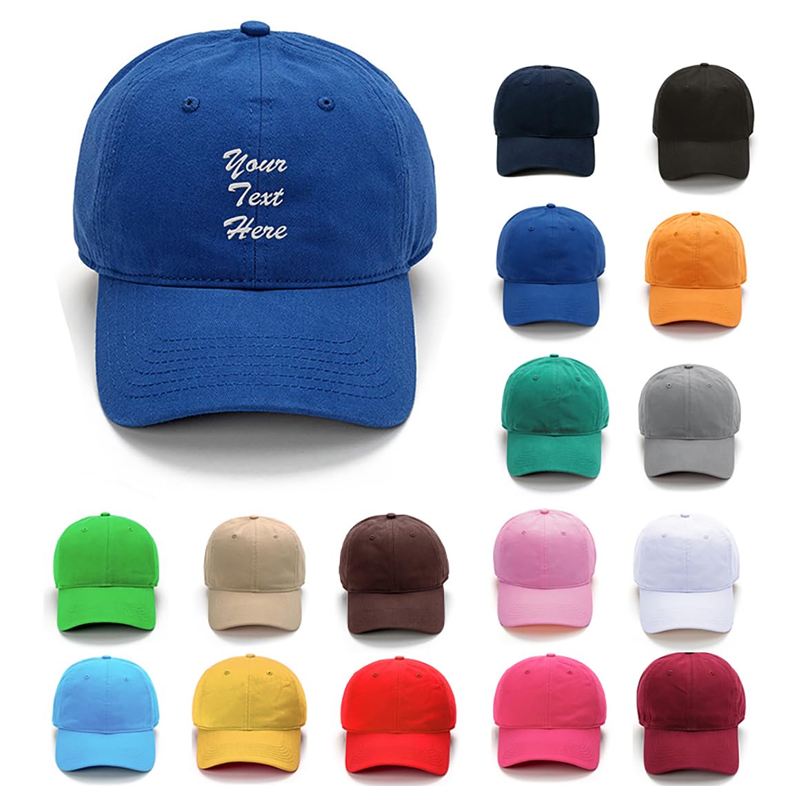 Van Der Linn Unisex Blue Personalised Embroidered Baseball Cap Hat Cotton Mens Ladies (Cotton, )