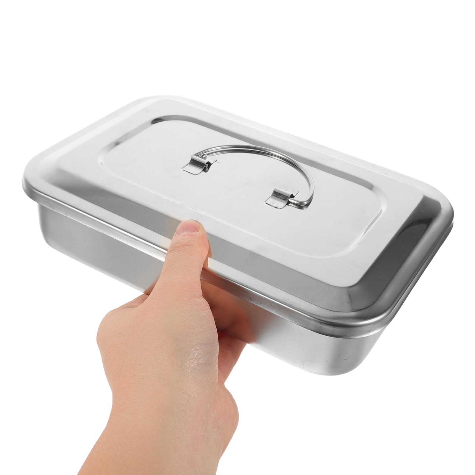 2 Vassoi Sterilizzatori per Strumenti Unghie in Acciaio Inox 201 con Coperchio, Scatole per Manicure Portatili per Pulizia e Ammollo Professionale, Organizer per