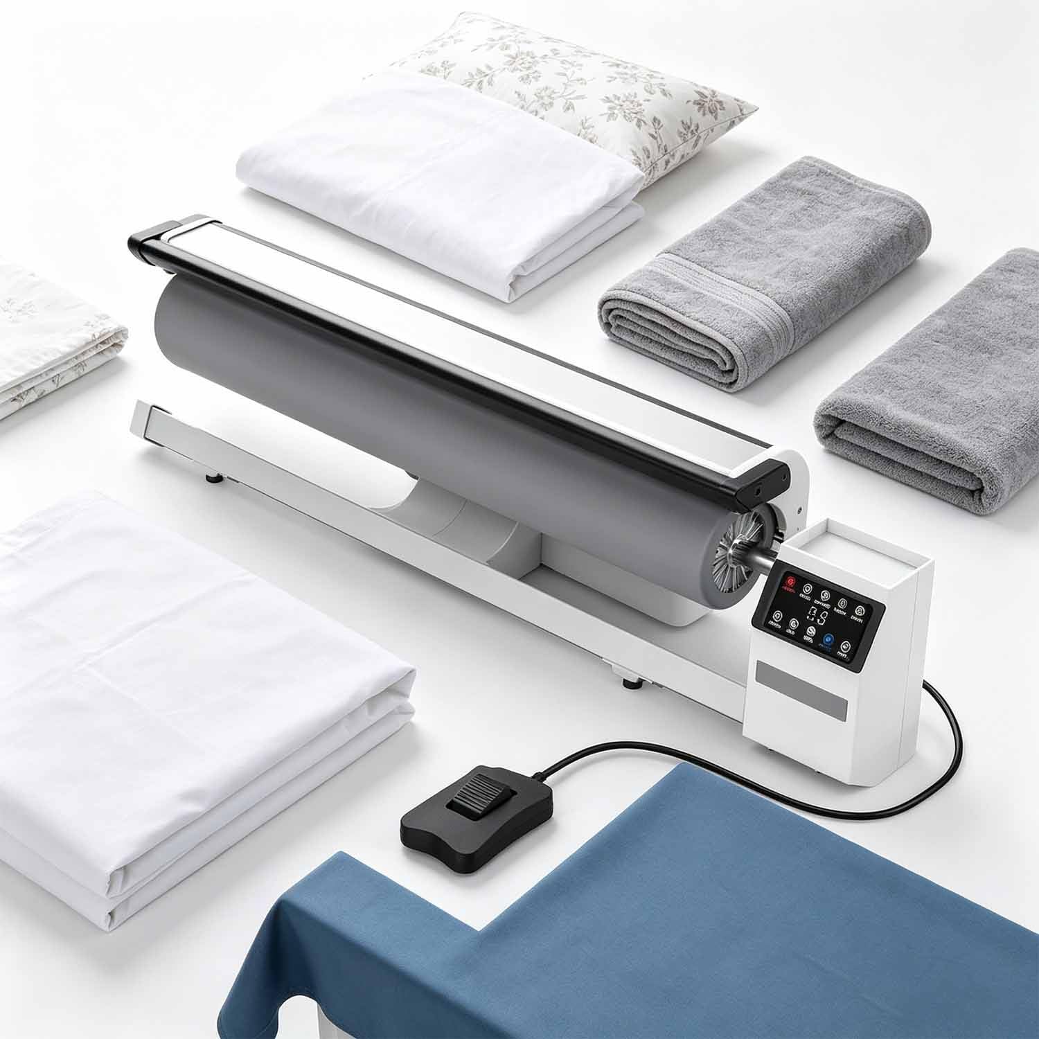 Máquina de Planchado de Rodillo Comercial, Prensa rotativa a Vapor Profesional de 36 Pulgadas con Pedal, 2950 W y Vapor Continuo; Ideal para Ropa de Cama y sábanas de hoteles