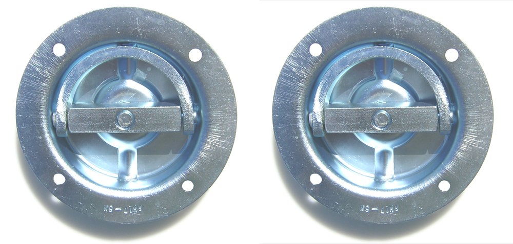 Pit Posse 11007-2 Two Cargo Trailer Recessed Rotating D Rings Floor Rope Anchor 5th Wheel Toy Hauler Snowmobile Towing Accessory