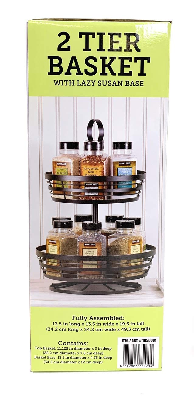 Lazy Susans Kitchen & Dining 2 Tier Basket With Lazy Susan Base