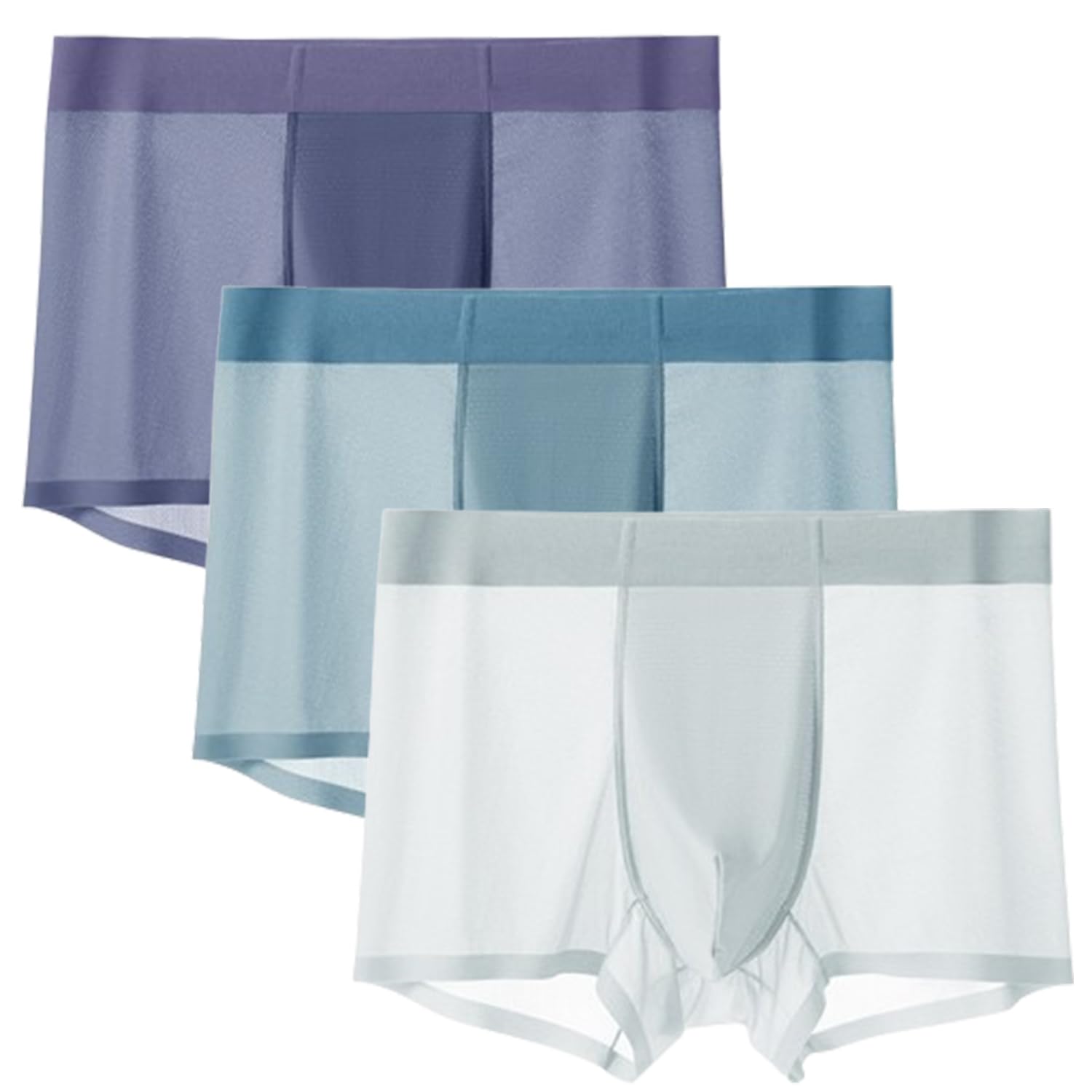 VNDUIFH 3pcs Jewyee Ultra Thin Ice Silk Mens Pouch Underwear, Men's large size seamless ice silk boxer briefs