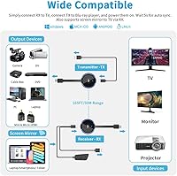 Vista 2 de Transmisor y receptor inalámbrico HDMI 4K, AIMIBO Wireless HDMI Extensor de transmisión en vivo de video/audio sin retraso para laptop, PC, caja