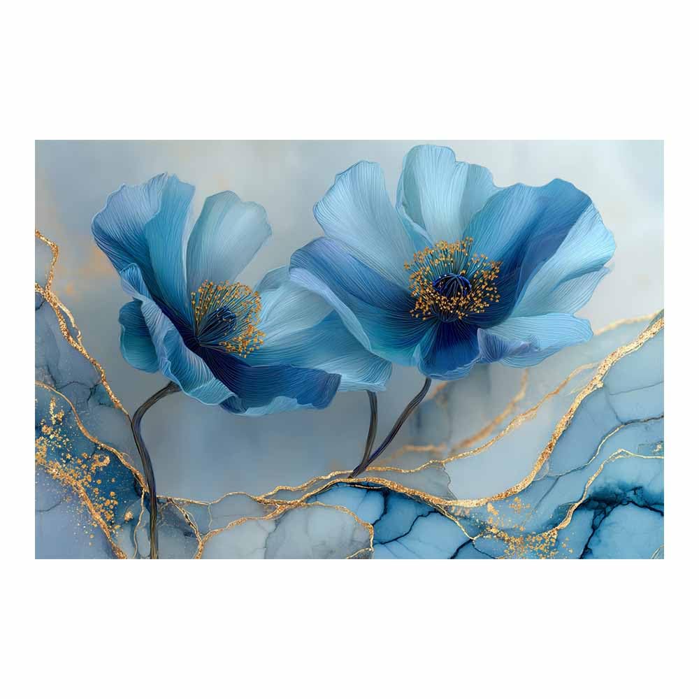 ZAMAEIU Nature Wall Art Blue poppies decorative home accessories, paintings wall art,For living room, bedroom, Apartment Corridor Office etc.(blue)-30x50cm Unframed