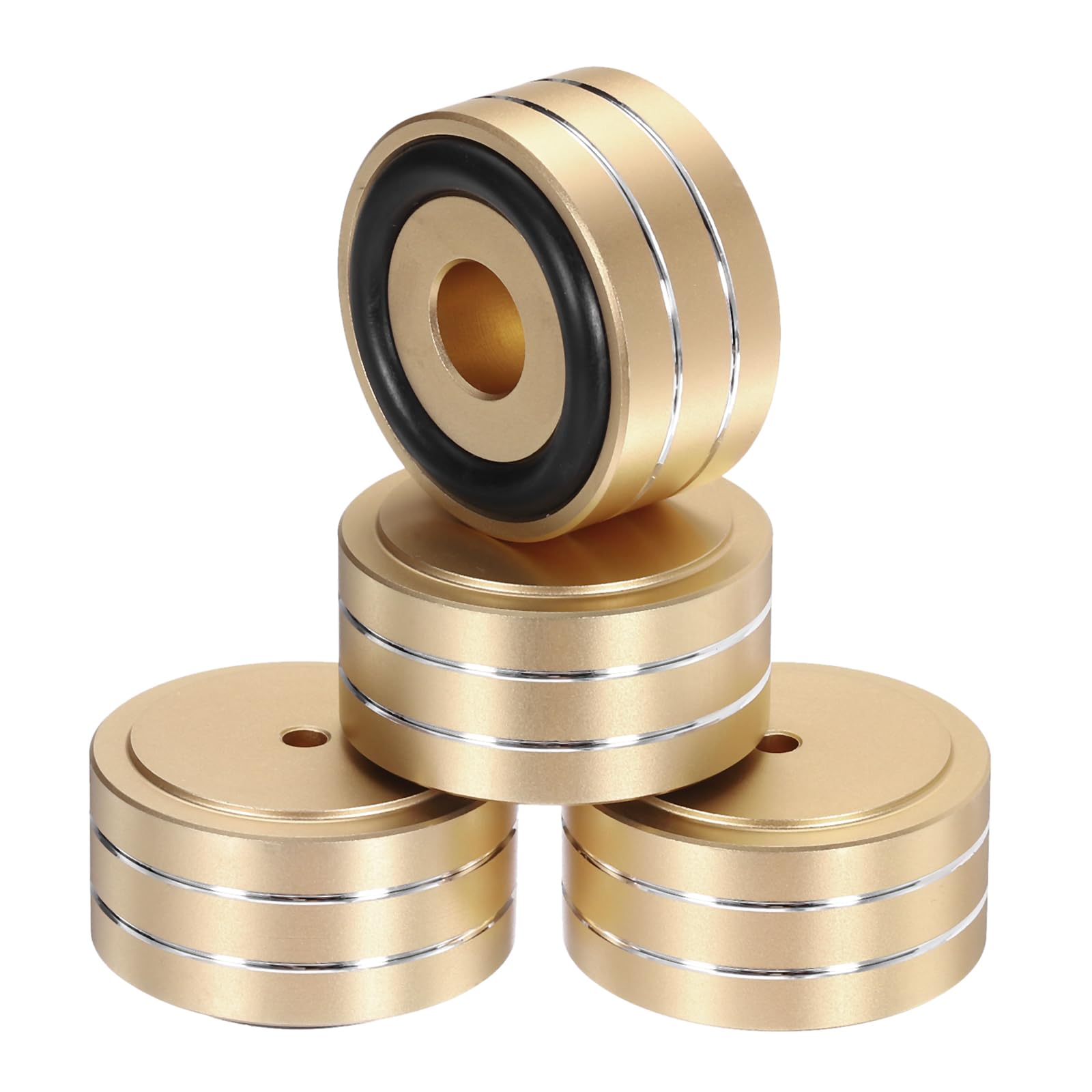 QUARKZMAN 16 Pz Pad di Isolamento per Subwoofer, 40x20mm Pad di Isolamento per Altoparlanti Piedini Spike per Altoparlanti Tornio Monitor Audio Pad di Isolamento, Viti M4 Oro