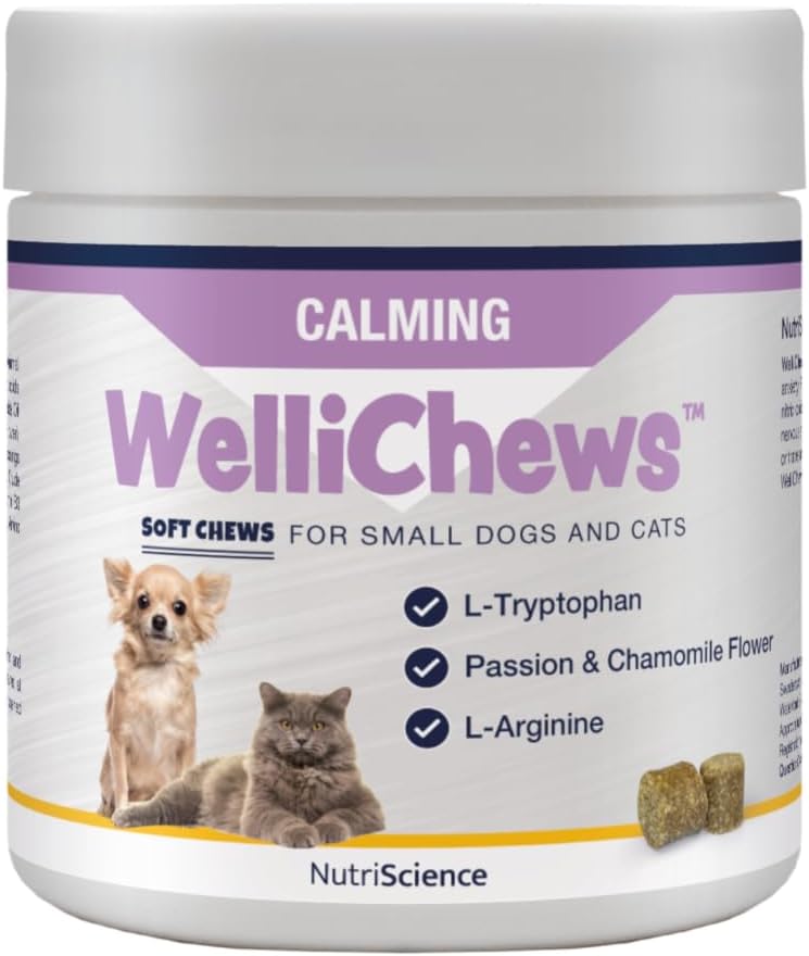 Wellichews Calming Chews For Dogs and Cats – Seperation Anxiety Relief for Dogs – Puppy, Small Dog & Cat Calming Treats for Chronic or Acute Anxiety & Behaviour Problems Wellichews Calming Chews For Dogs and Cats – Seperation Anxiety Relief for Dogs – Puppy, Small Dog & Cat Calming Treats for Chronic or Acute Anxiety & Behaviour Problems