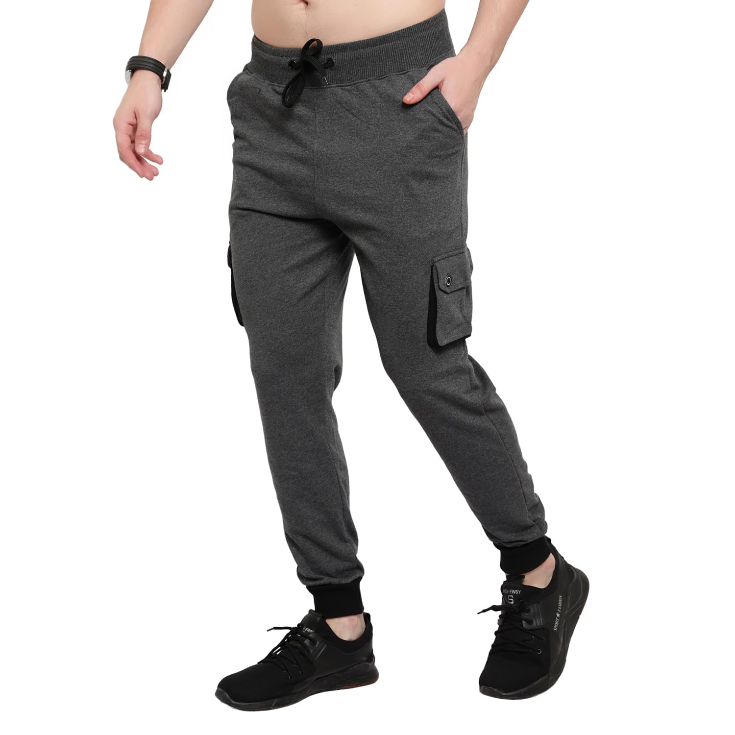 Solid Cotton Blend Casual Cargo Pant, Cuffed in Ankle, Multi-Pockets, Stretchable Cargos for Men(Pack of 1)-image-8