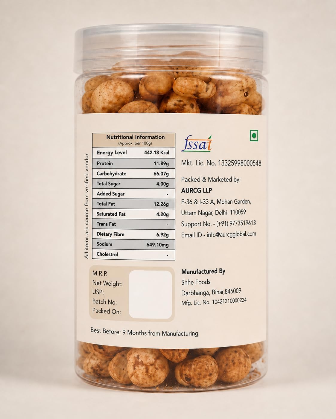 True-Purna Salt & Pepper Makhana (90 gm) | Roasted Fox Nuts Snack | Crunchy Lotus Seeds with Salt Pepper Seasoning | High Fiber Gluten Free Protein Rich Snack | Jar Pack