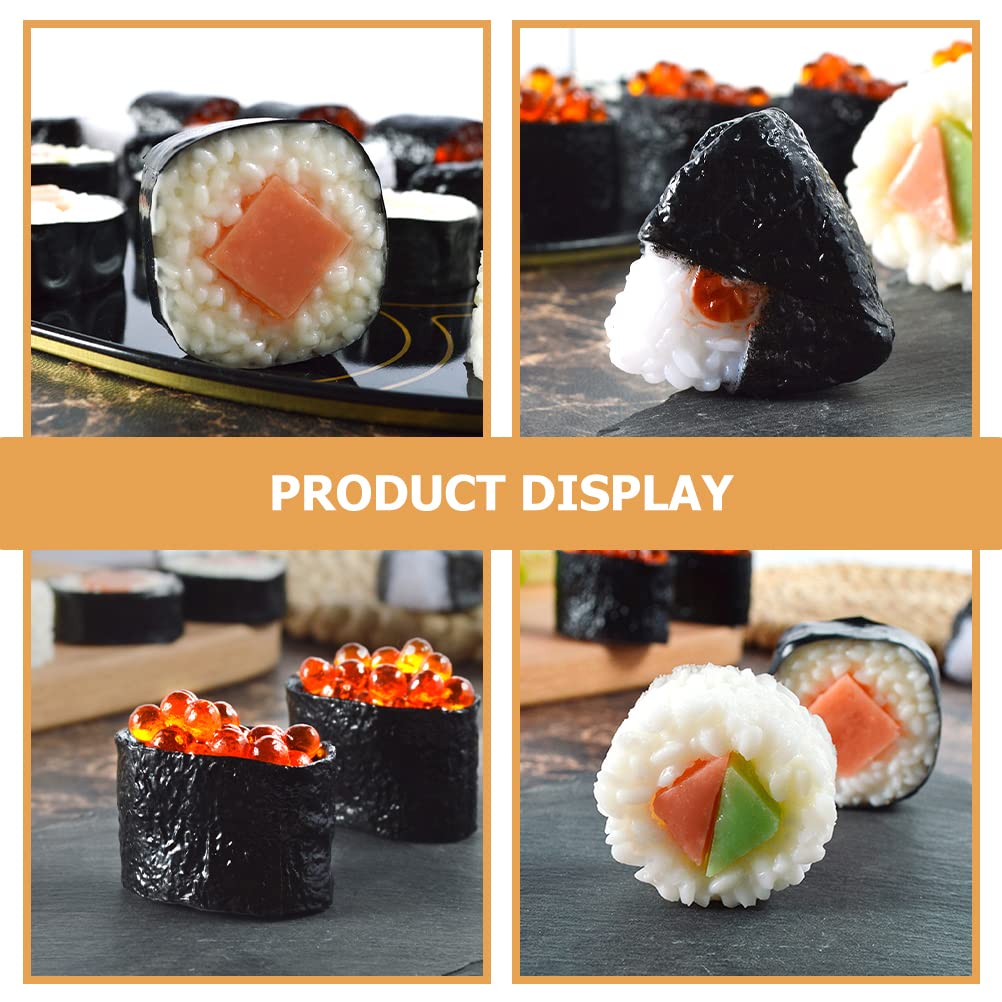 TUESMEILL 6 Pcs Simulation Fake Sushi, Artificial Lifelike Nigiri Onigiri Dessert Susi Food Model Sushi for Decoration Display Props Model Rice Roll