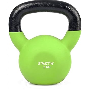 Amazon Brand - Symactive Neoprene Coated Solid Kettlebell for Gym Exercises, 2 kg