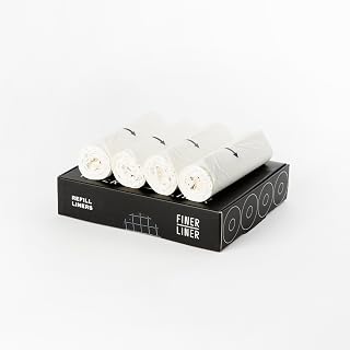 FINER LINER Refill Liners, Includes 4 rolls of unscented trash bag liners (40 count total), Fits up to 3 gallon small trash cans, fits (but does not include) Finer Liner Small Bin Liner Kit Dispenser