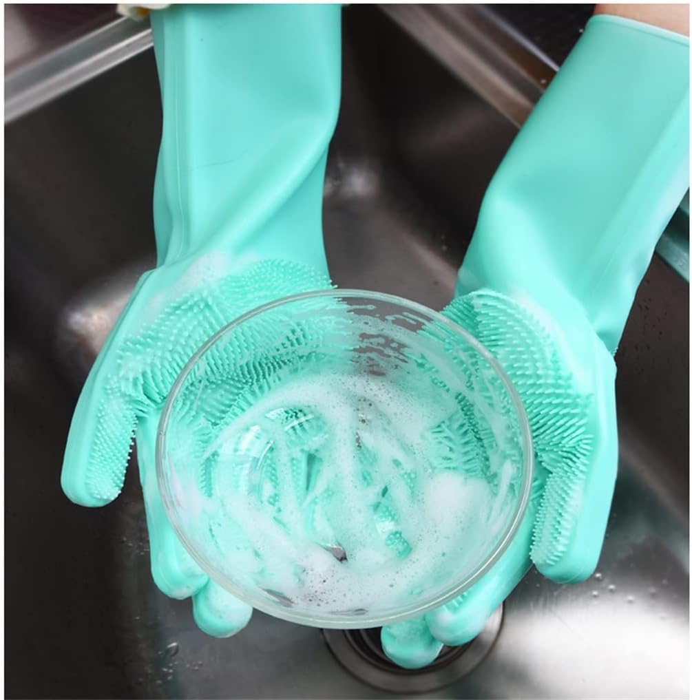 Magic Dishwashing Sponge Rubber Scrubbing Gloves Kitchen Household Cleaning Tools