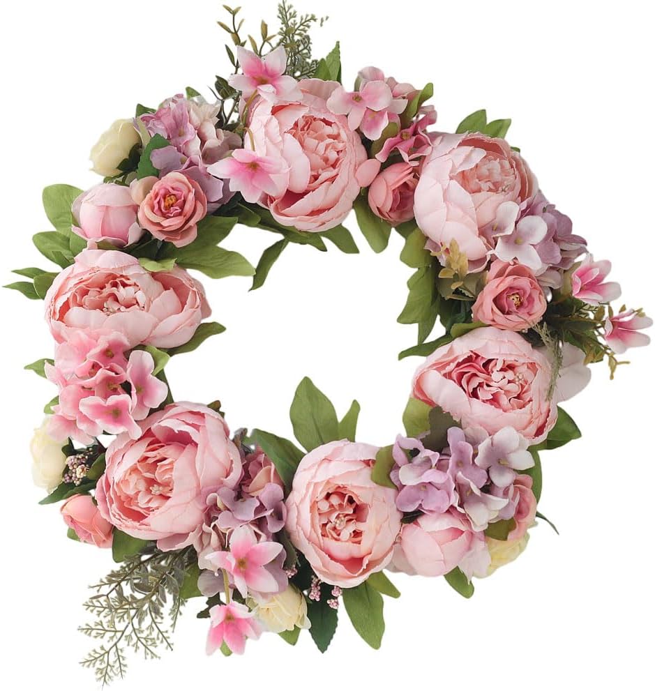 Amazon.com: Handmade Silk Imitation Peony Pink Purple Wreath, Spring ...