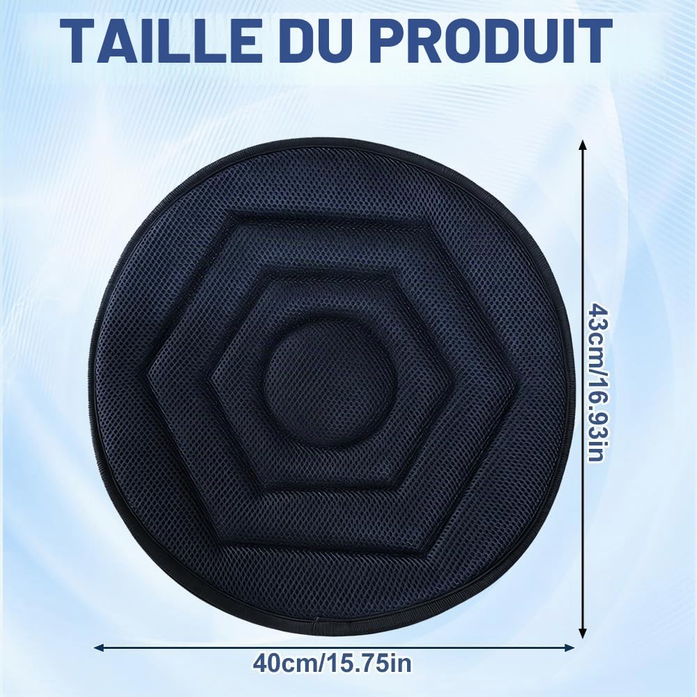NAVESO Coussin de siège de voiture pivotant à 360° pour aide à la mobilité, coussin pivotant portable facile à tourner pour voiture, maison, travail, véhicule, bureau (bleu marine)