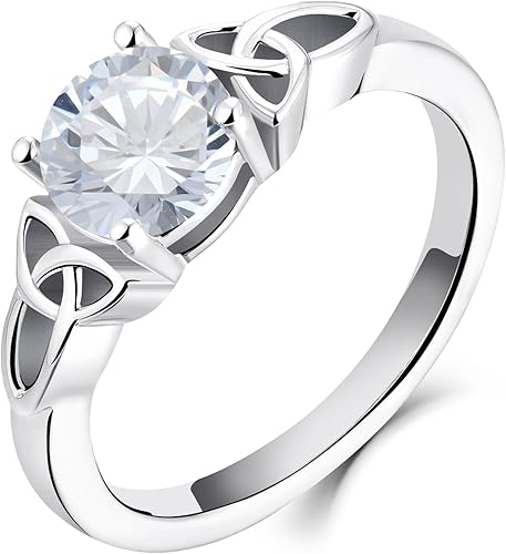 Miniatura 1 de YL Anillos de nudo celta para mujer plata de ley 925 anillos de declaración chapados en oro blanco de 18 quilates Oro blanco Plata de ley