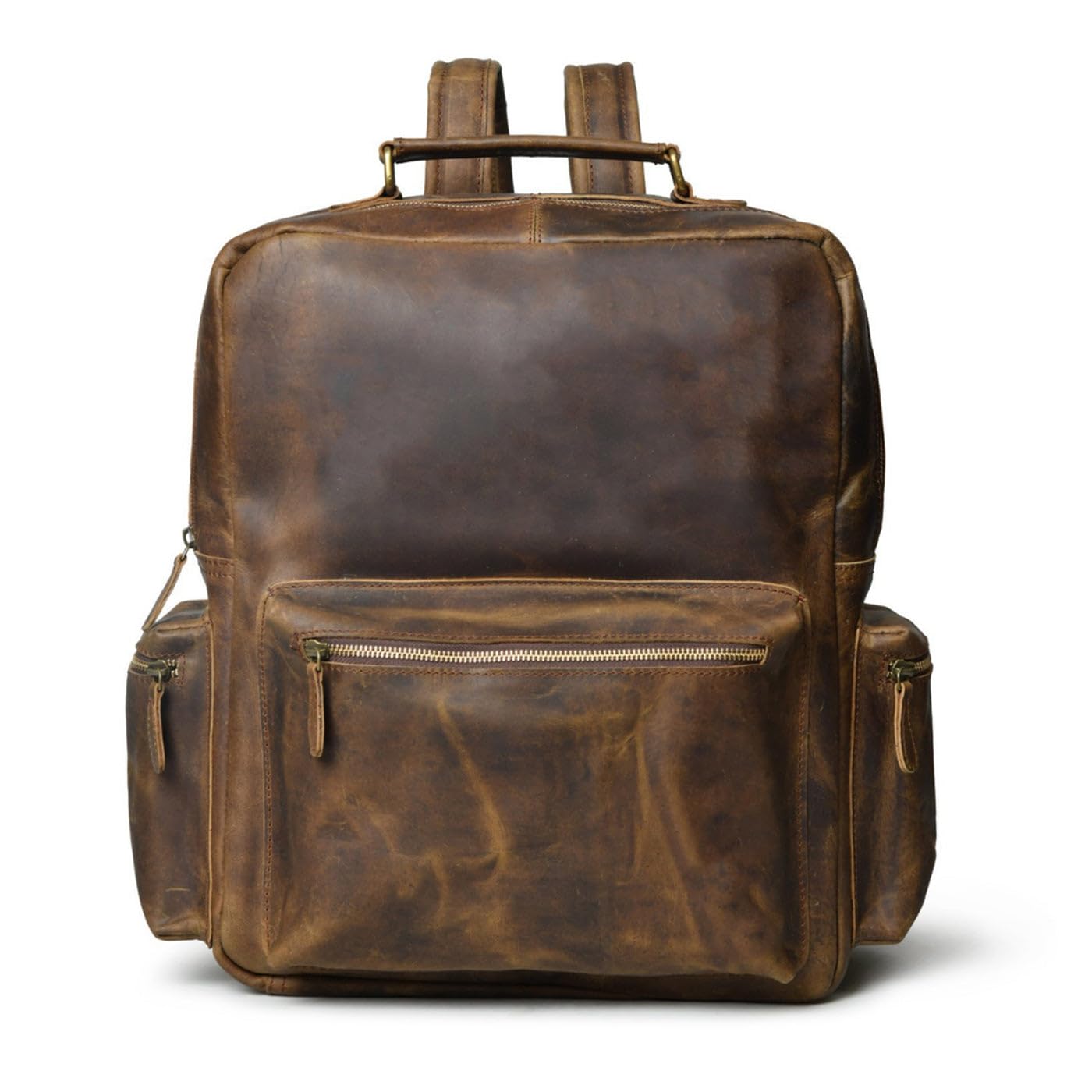 mahetri Barclay Handcrafted Leather Laptop Backpack - Vintage Brown | Genuine Full Grain Leather Backpack With Trolley Sleeve, Card & Pen Holder | Multiple Zipper Pockets With Adjustable Back Strap-picture-21