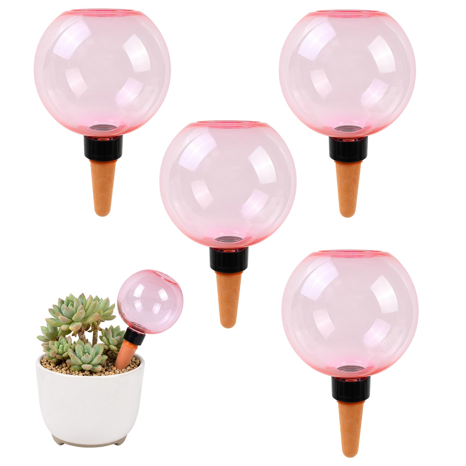 Zirax Transparent 4 Pack 500Ml Plant Watering Globes - Automatic Self Watering Plant Spikes For Indoor And Outdoor Plants - Slow Release Terracotta Watering Devices For Vacation