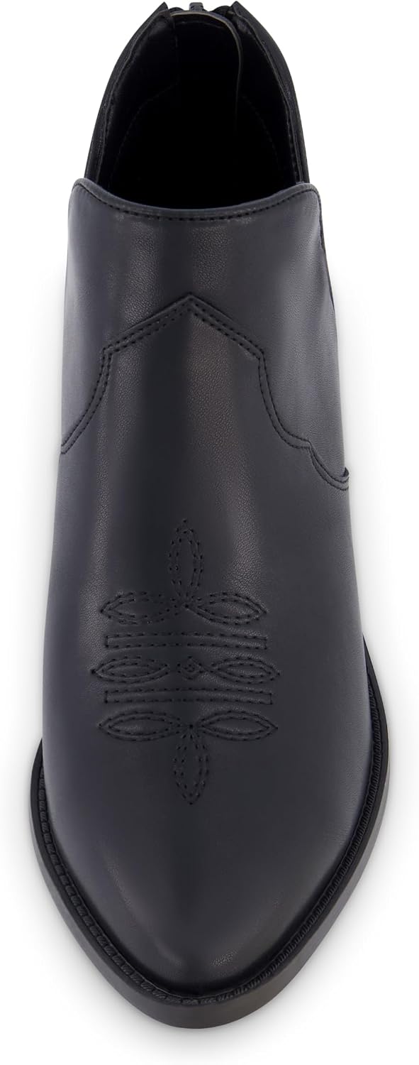 CUSHIONAIRE Rodeo Cowboy Boots for Women, Stylish Short Pointed Toe Western Ankle Boots with Low Block Heel and Back Zipper