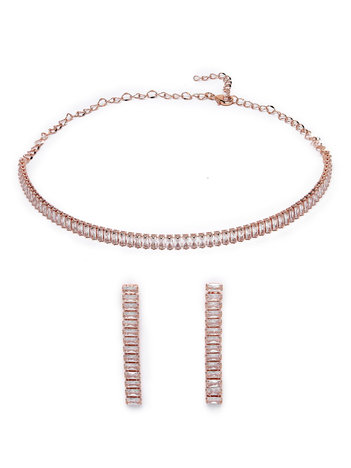 Studio Sukkhi Attractive American Diamond Studded Rose Gold Plated Collar Bone Necklace Set with Dangler Earrings | Jewellery Set For Women And Girls (NS104795) (B0CPLYT28T) Amazon Price History, Amazon Price Tracker