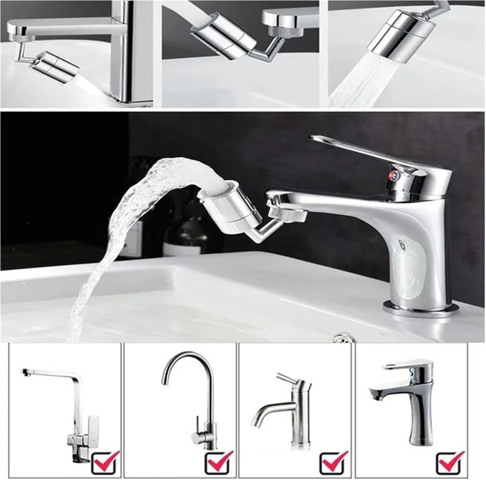 720 Degree Universal Tap Aerator Splash-proof Swivel Water Saving ABS Plastic Faucet Spray Head Wash Basin Tap Extender Adapter(3PC)