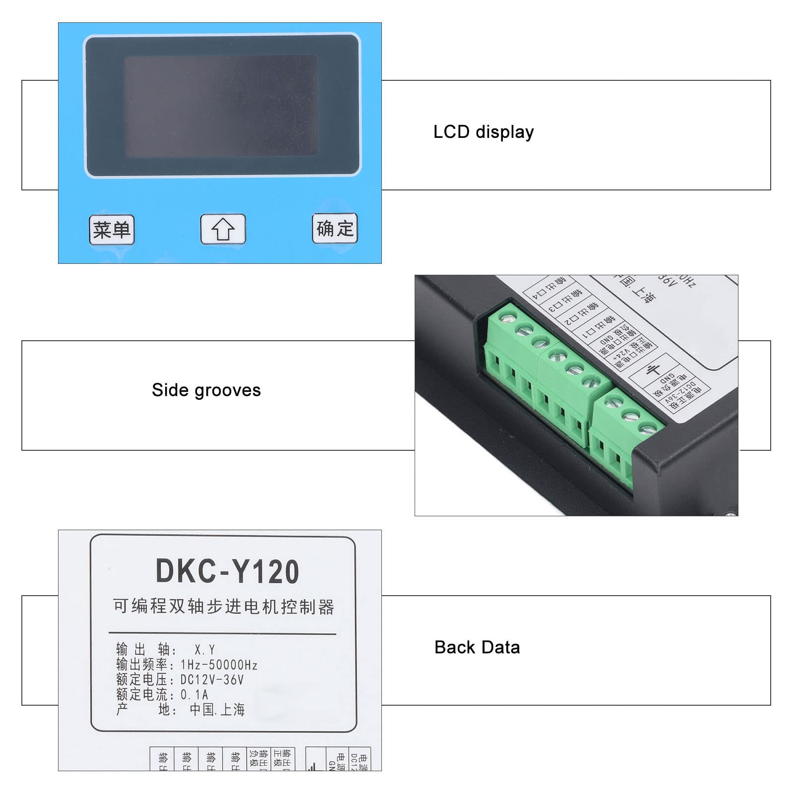 Ausla Controlador de Servomotor Paso a Paso Programable Panel de Control de Motor ABS DC12V a 36V Pantalla LCD 1Hz a 50000Hz Salida X Y para Equipos Industriales Y Usuarios de Automatización
