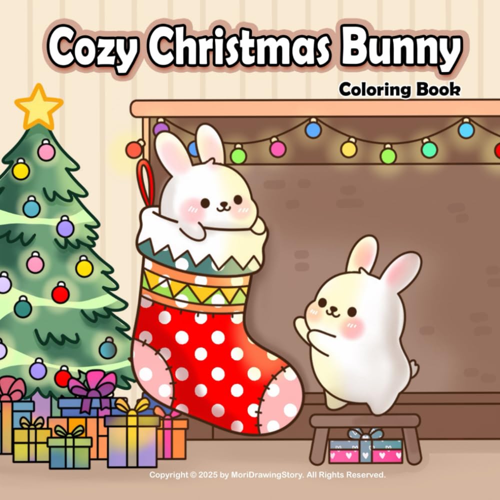 Cozy Christmas Bunny: 50 Cute Kawaii Bunny Christmas Activities for Stress Relief & Creativity