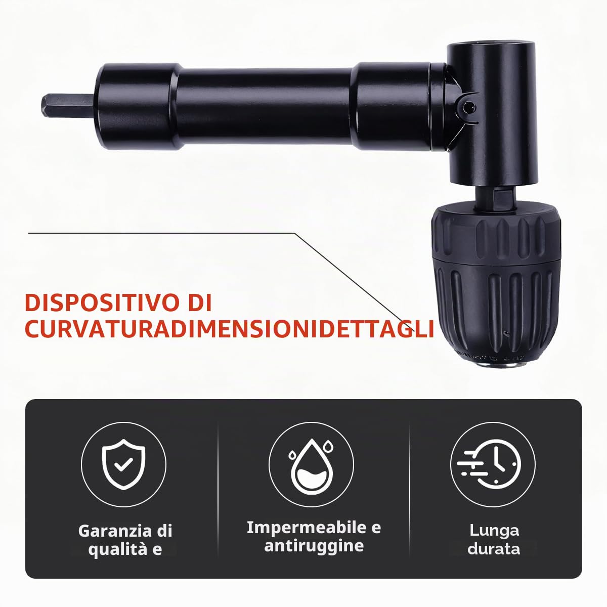 Attacco per Trapano Angolare 90 Gradi, Trapano Angolare, Mandrino Angolare, Punta da Trapano ad Angolo Retto, Mandrino Universale a Tre Griffe, Adattatore per Trapano per Perforazione