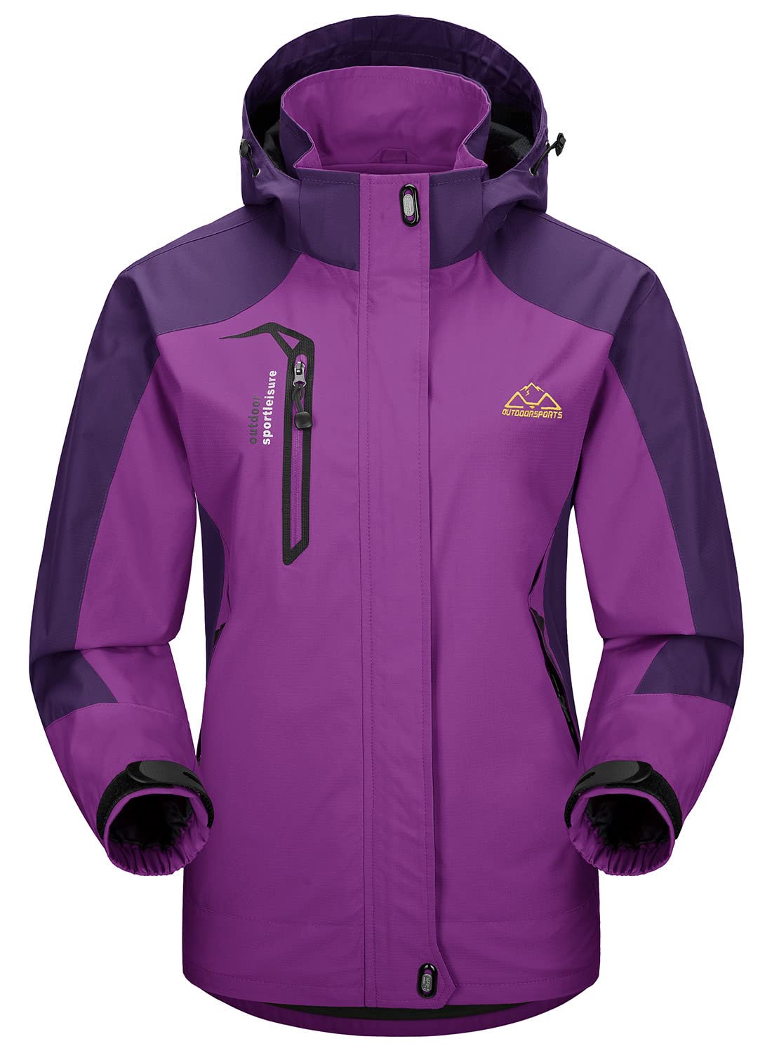 YSENTO Damen Outdoor Wanderjacke Wasserdicht Übergangsjacke Leicht Atmungsaktie Regenjacke Funktionsjacke mit Abnehmbarer Kapuze
