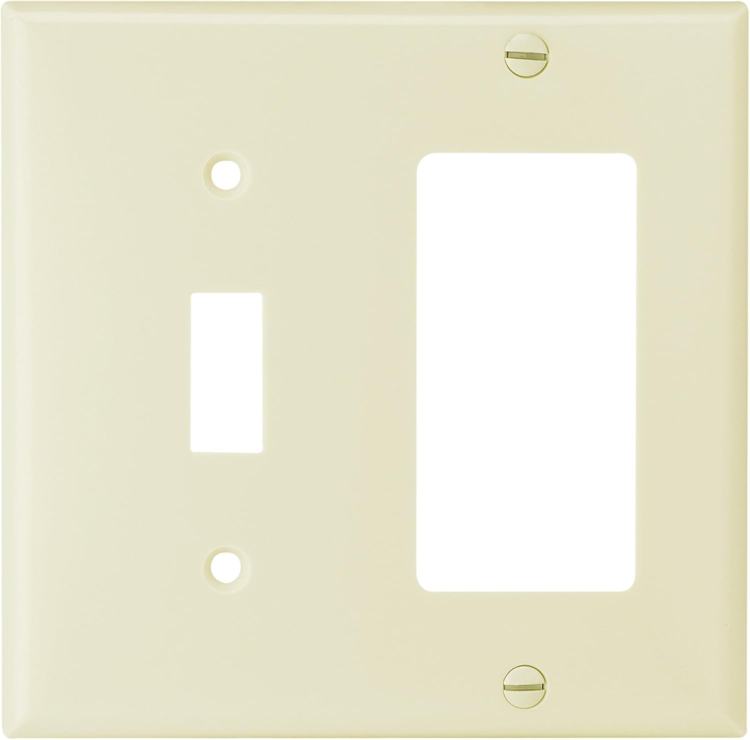 Eaton 2153A Standard Size 2-Gang Thermoset Toggle and Decorator Combo Wall Plate with Box, Almond Finish