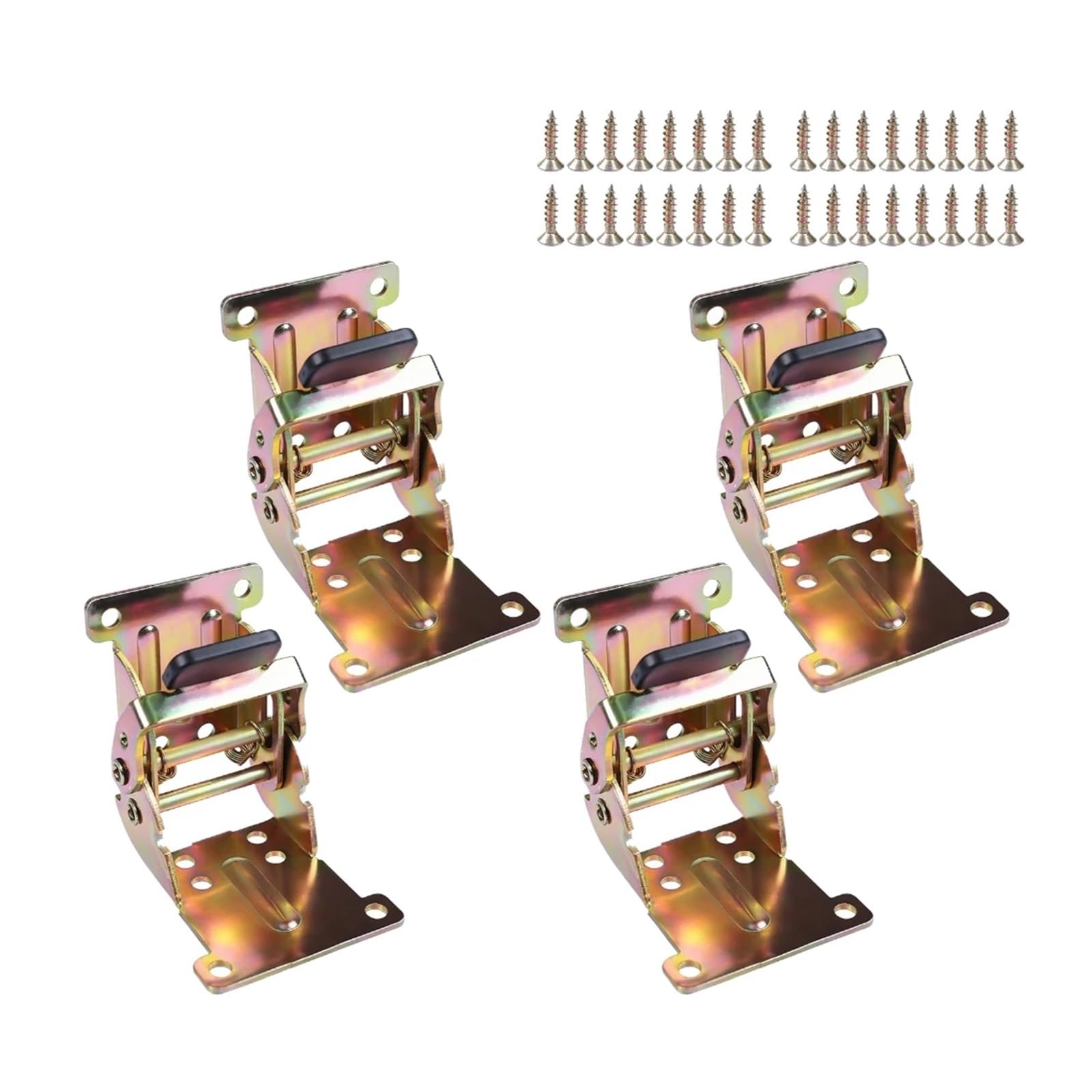 Rugaikerba Gold 4Pcs Folding Leg Hinge Bracket, 0-90-180 Degree Self-Locking