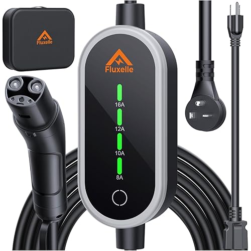 Level 1&2 Tesla Charger, Tesla Mobile Charger with 16 Amp Adjustable Current & 21ft Cable, 110V-240V, NEMA 6-20 Plug & NEMA 5-15 Plug, Home Charger for All Tesla Models X/Y/3/S Cybertruck