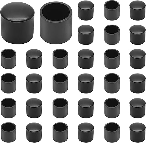 Miniatura 7 de Auvotuis 32 puntas de patas de silla de PVC de menos de 0.47 pulgadas (0.472 in), tapas redondas antideslizantes plegables para patas de silla,