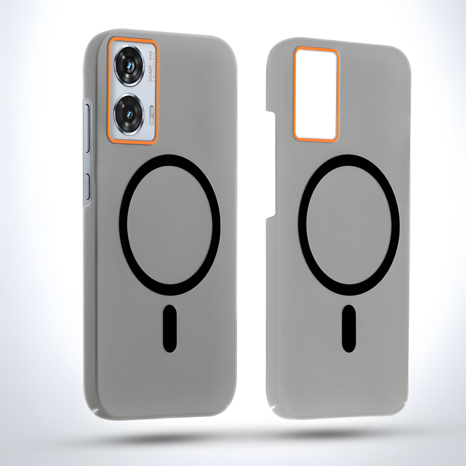 DL3 Mobilak Case Back Cover for Motorola Edge 50 Fusion, Sleek Frosted Translucent Back Only Compatible with Wireless Magnetic Accessories | Anti-Scratch Shockproof Phone Case (Black)