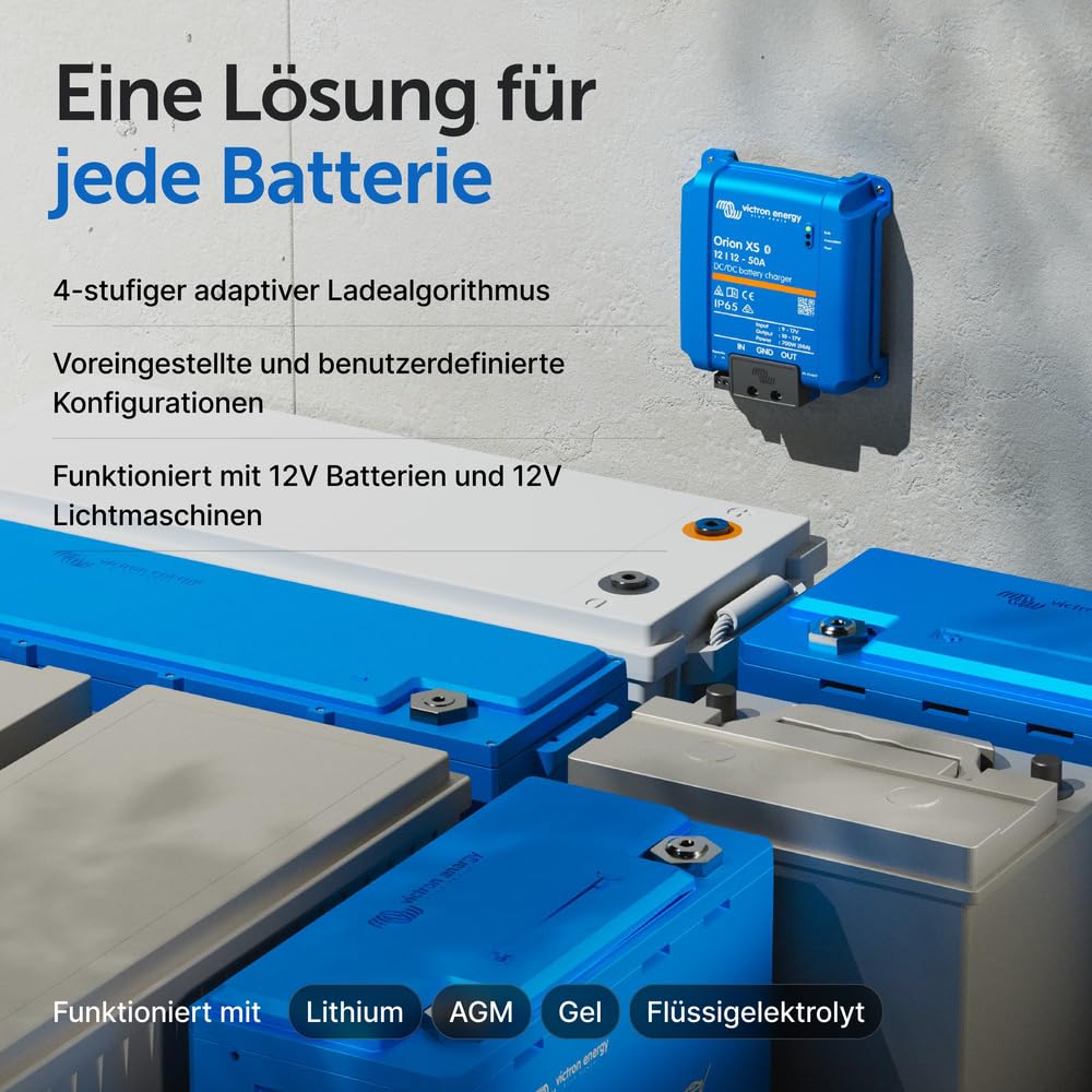 Victron Energy Orion XS Smart DC zu DC Ladegerät 12/12 50A (700W) - ORI121217050- mit EMC-Verbesserungen - IP65 Staub und wasserdicht - voll konfigurierbar - Remote-Management möglich