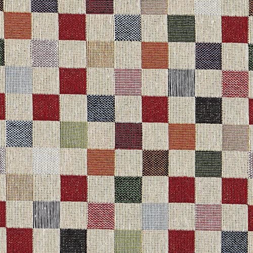Kt KILOtela   Tela Tapicería, Jacquard Gobelino, Tapizar, Cojines, Sofá, Resistente al Desgaste, 100 cm Largo x 280 cm Ancho, Cuadros Grandes, Multicolor   1 Metro