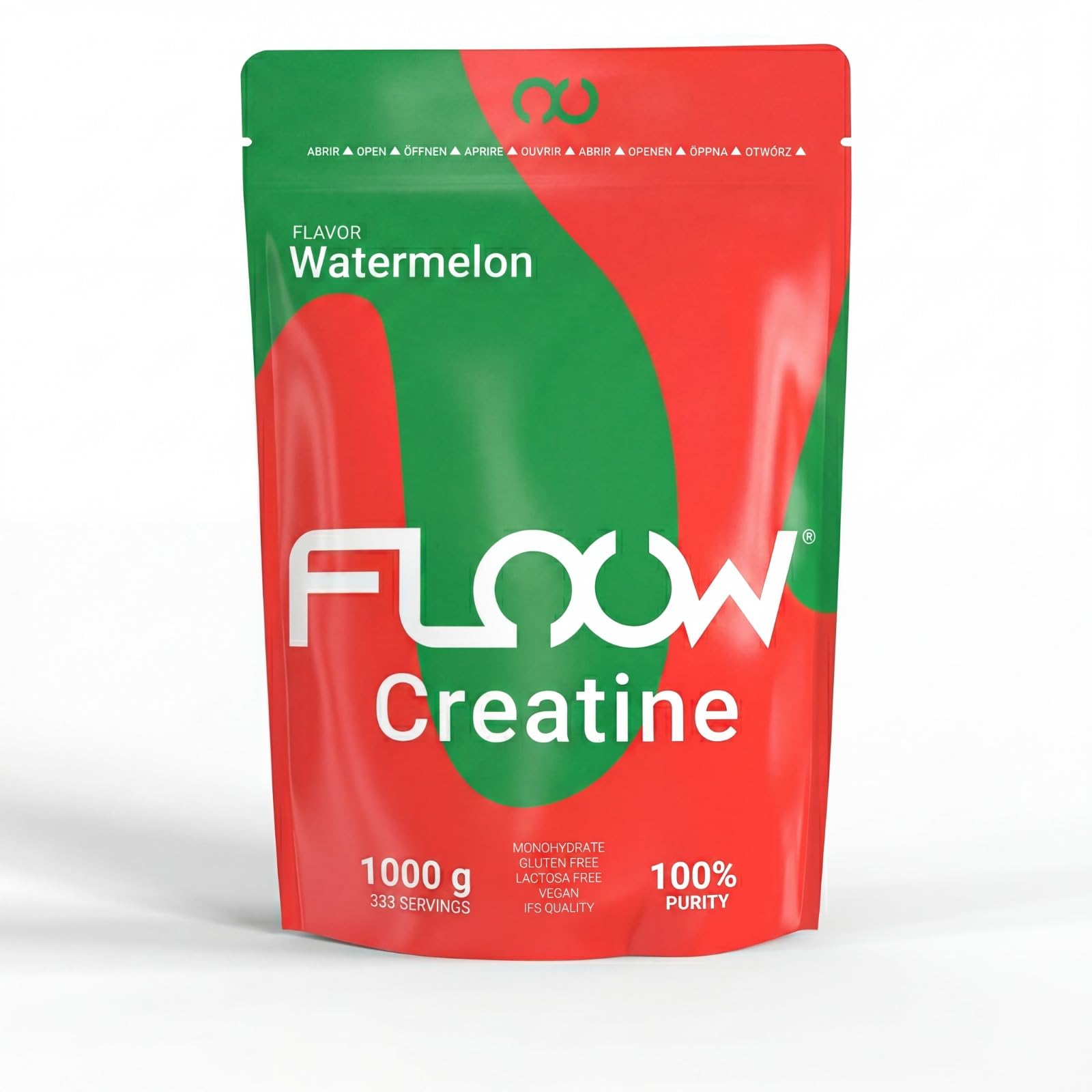 FLOOW - Creatina Monohidratada Sabor Sandía - 1000g (333 Dosis) - Creatine en Polvo Pura sin azúcar ni Maltodextrinas - Creatina Micronizada 200 Mesh - Suplemento Deportivo para Masa Muscular
