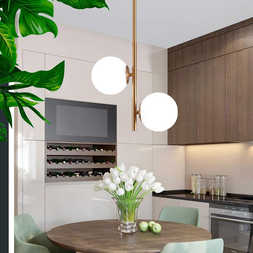 Lámpara de techo de vidrio para comedor moderno y salón contemporáneo con esferas led doradas