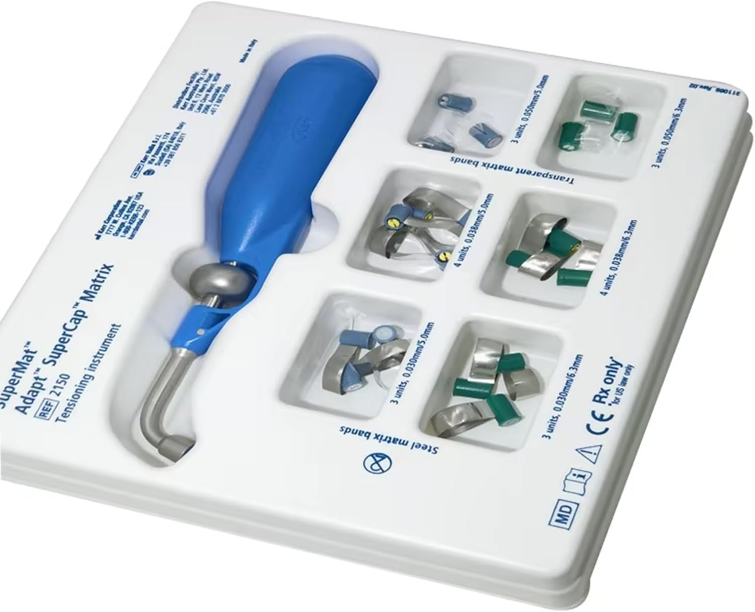 Dental Sectional Matrix System, Adjustable Dental Matrices Matrix Bands, Double-Side Contoured Anatomically Shaped Matrix Bands (SuperLock tensioning Instrument Set)