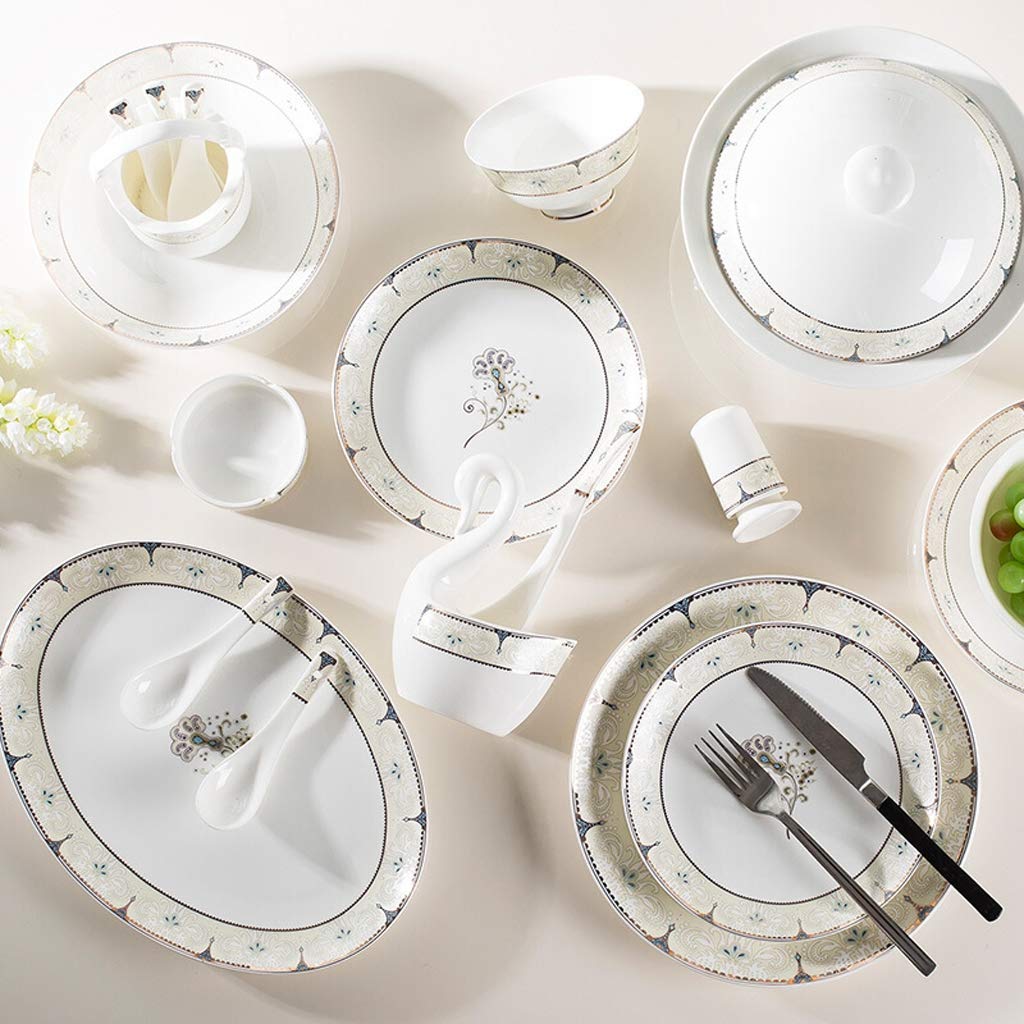 Zastawa stołowa na frytki, 50 sztuk ceramicznych zestawów obiadowych, miska/naczynie/garnek do zupy|Zestaw naczyń obiadowych Zestaw zastawy stołowej z podwójnym powlekaniem - kompatybilny z prezentami